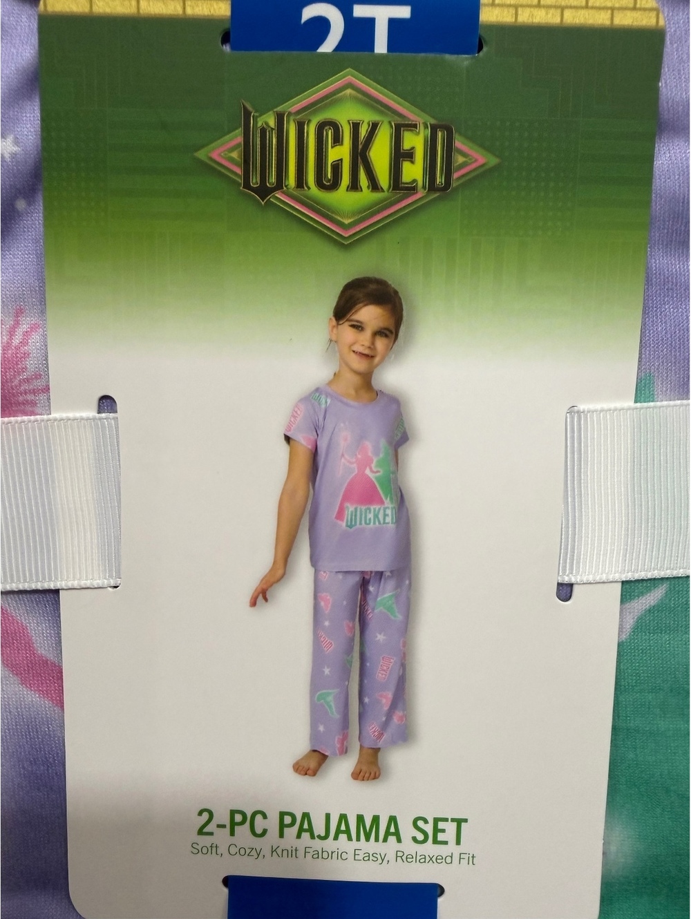 Wicked 2-PC Pajama Set for Toddler Girls, Size 2T, Purple with Pink and Green